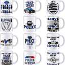 Didaey 12 Pcs Police Gifts Mugs Bulk - National Police Week 11oz Ceramic Cups Appreciation Gifts for Officer Policemen Memorial Day Academy Policeman Retirement Law Enforcement Academy Graduation