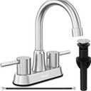 Bathroom Faucets, Bathroom Faucet 3 Hole, Bathroom Sink Faucet, Faucet for Sink 4 Inch 2 Handle Centerset, Lead-Free, with Copper Pop Up Drain (Brushed Nickel)