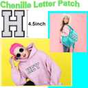 GYGYL 3PCS Chenille Varsity Letters Patch, Iron on Large Size Letter Patches for Team Costume Decoration, Height 4-1/2In, Black Edge Letter A