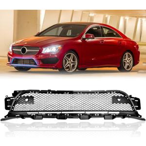 Front Lower Center Bumper Grille Black Plastic Grill Compatible with Mercedes Benz CLA250 CLA45 AMG 2014 2015 2016 1178852122