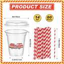 Qinyoung 60 Pcs Watercolor Fire Truck Party Cups with Lids and Paper Straws 14 oz Disposable Clear Plastic Cups for Firefighter Birthday Party Favor Supplies Decorations