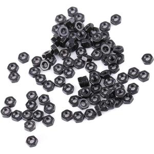 100 Pieces of Metric M2 Size Hex Lock Nuts with Insert Locknut Feature - Zinc Plated Carbon Steel Hexagon Nuts Fastener Hardware in Black Color Finish for Industrial Fastening