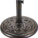 Jarka&Co Patio Patio Umbrella Base Stand - 20 lbs 16.5" Heavy Duty Outdoor Umbrella Stand, Market Umbrella Holder for Pool, Garden, Backyard, Beach, No Water or Sand Required, Round Bronze
