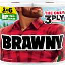 Brawny Tear-A-Square 3-Ply Paper Towels, 2 Triple Rolls = 6 Regular Rolls, Strong, Absorbent, and Durable with 3 Sheet Sizes (Quarter, Half, Full)