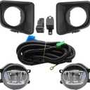 Front Fog Light Assembly Compatible with Tundra 2014-2021 Not Halogen Driving Lamps w/Cover & Switch and Wiring Kit & Bulbs & Clear Lens 521270C070 Driver and Passenger Side