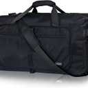 Fmeida 65L Duffle Bag with Shoes Compartment, Foldable Travel Duffel Bags for Men Women, Large Packable Travel Bag Water Repellent & Tear Resistant (Black)