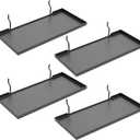 13X6 Inch Pegboard Shelves Set of 4, Metal Peg Board Shelves Accessories, Flat Display Shelves for Pegboard, Metal Retail Display for Storage and Organization, Black