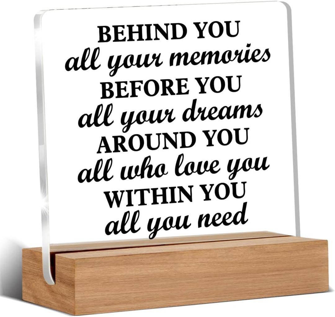 Graduation Gifts Behind You All Your Memories Acrylic Plaque Sign With Wooden Stand Desk Decor