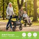 NOVA 2-in-1 Rollator & Transport Wheelchair for Seniors, Lightweight Foldable Walker with Seat, Dual Brakes, Walker Wheelchair Combo for Adults, Black