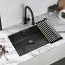 30" Undermount Kitchen Sink, 16 Gauge T304 Stainless Steel Single Bowl, 30x17x9 Inch Deep Under Counter Sink with Roll-up Drying Rack & Grid, Scratch-Resistant Brushed Finish