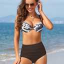 GRAPENT Women's High Waisted Swim Bottom Ruched Bikini Tankini Bottoms Tummy Control Swimsuit Briefs (M)