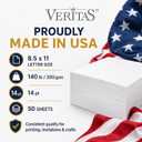 Veritas Extra Heavyweight White Cardstock 8.5 x 11, 110lb/300gsm Thick 14pt Cover Card Stock, 50 Sheets, Made in USA, for Invitations, Certificates, Greeting Cards, Covers & Presentation Projects