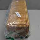 Sumnacon Wicker Storage Basket with Lid, Rectangular Narrow Baskets for Bathroom, Farmhouse Imitation Rattan Bin with Dividers, Decorative Handwoven Tray Organizer for Countertop Shelves Toilet Tank (Large, Yellow)