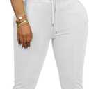 HBQ Women 2 Piece Outfits Sweatsuit Set Casual Lapel Zip Up Jacket Wide Leg Pant Lounge Set Tracksuit (White, XL)