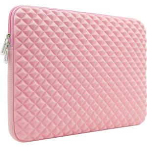 RAINYEAR 15 Inch Laptop Sleeve Diamond Foam Shock Resistant Neoprene Padded Case Fluffy Lining Protective Zipper Cover Carrying Bag Compatible with 15.4 MacBook Pro Touch Bar A1707 A1990(Pink)