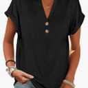 ANRABESS Womens Short Sleeve Henley Tops V Neck Dressy Casual Blouses Summer Trendy Tee Shirts 2025 Vacation Fashion Clothes Large