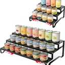 3 Tier Expandable Can Rack Organizer for Pantry, Adjustable 13"-21" Metal Soda Can Organizer, Pantry Organization Canned Food Storage Holder for Kitchen Cabinet Countertop, Black 1Pack