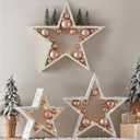 3 Pcs Farmhouse Wood Decoration for Home Rustic Star Table Centerpiece Wooden Star for Crafts Tabletop Desk Tiered Tray Accents Wedding DIY Ornament Fireplace Mantle (White)