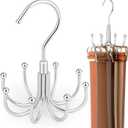 ZEDODIER 2 Pack Belt Organizer for Closet, Heavy-Duty Rotating Belt Hanger Rack Holds up to 48 Belts, Hanging Space Saving Metal Belt Holder for Closet Storage, Silver