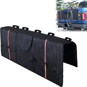 Amooca Tailgate Pad for Mountain Bikes Pickup Truck Tailgate Protection Pad with 3 Tool Pockets 52'' Wide for 5 Bicycles
