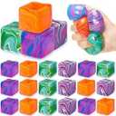 Teyva Daily 24 Pcs Stress Cube Swirl Ice Cube Stress Ball Bulk 1.4 Inch Slow Rising Soft Anxiety Relief Squeeze Sensory Balls for ADHD Prizes Goodie Bag Stuffers Rewards Party Favors
