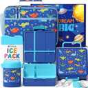 Fimibuke Kids Bento Snack Lunch Box with 4 Compartment, Insulated Lunch Bag, Stainless Steel Vacuum Thermo Food Jar, Ice Pack, Utensils Set, Birthday Gifts for Age 3-12 Back to School Toddler Girl Boy