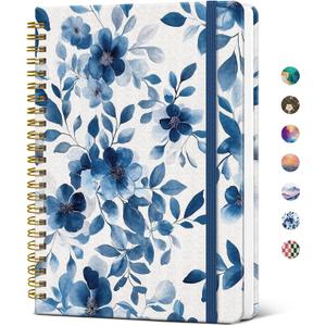 Taja Lined Spiral Journal Notebook for Women, A5 Cute College Ruled Hardcover Notebook for Work & Note Taking, Pretty Journal for Writing, 140 Pages, Watercolor Petal
