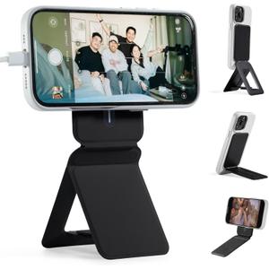 MOFT Phone Tripod Stand Selfie Stick for iPhone, Multi-Angles iPhone Stand, Lightweight & Portable Phone Holder, Strong Magnets, MOVAS Vegan Leather, Travel Essentials, Jet Black (Without Card Slot)