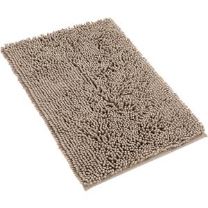 Yimobra Chenille Bathroom Rugs - 24"x17" Super Luxury Soft & Absorbent Quick Dry - Non Slip Bath Mat for Tub Shower - Machine Washable - Pale Khaki