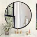 AOAOPQ Black Round Mirror for Wall Small Round for Bathroom Entryway Living Room Hallway Matte Tempered Glass Frame Mirrors Anti Rust Hangs Tempered Glass for Bedroom Entry Dining Room