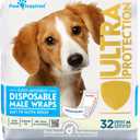 Paw Inspired Male Dog Wraps, Disposable Dog Diapers | Belly Bands for Small, Medium, Large Dogs (32 Count, Size Medium)