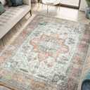 Keen Home Design 3x5 Rug - Machine Washable Entry Rug with Non-Slip Backing, Ideal for Enteryway, Kitchen, Bathroom, Laundry Room - Vintage, Easy Clean, Durable, Low Pile - (3' x 5') (Orange/Offwhite)