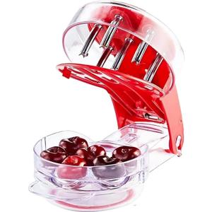 Cherry Pitter Tool  Pits 6 Cherries at Once, Portable Cherry Pit Remover for Multiple Cherries, Durable Cherry and Olive Pitter, Easy-to-Use Cherry Deseeder & Seed Remover Tool for Mess-Free Pitting