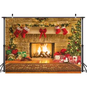 CYLYH 10x8ft Christmas Photography Backdrops Child Christmas Fireplace Decoration Background for PhotoChristmas Party Background
