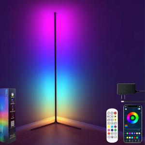 Corner Floor Lamp, 60Smart RGB LED Ambient Floor Lamp with App and Remote Control,16 Million Colors, Music Sync, Timer, Color Changing Mood Lighting for Living Room and Bedroom