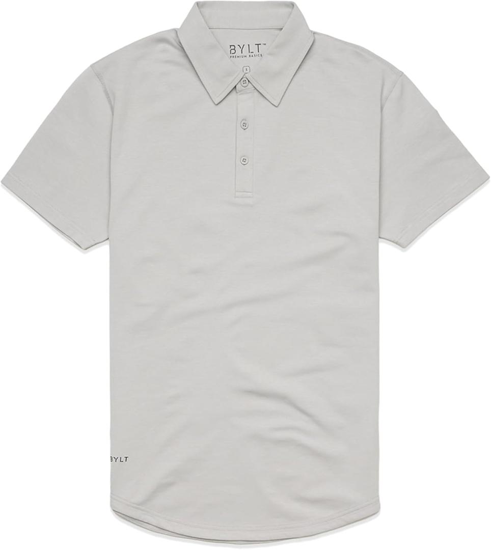 Men's Drop-Cut Polo  Collared Casual Shirt for Men  Soft Polyester, Cotton, and Spandex Blend  Wrinkle Resistant (Medium)