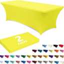 ABCCANOPY 2 Pack 6 FT Spandex Table Cover Stretch Fitted Wrinkle Resistant Tablecloth Reuse for Rectangular Folding Table Patry Event Wedding Banquet (Bright Yellow)
