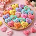 Patelai 12 Pcs Valentine's Day Decorations Heart Vase Filler Felt Ornaments Conversation Stuffed Fabric Hearts Valentines Tiered Tray Decor Hanging Ornaments for Party DIY Crafts(Lovely Style)