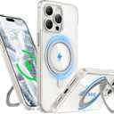 for iPhone 15 Pro Max Case 6.7-Inch with Magnetic 360° Ring Stand Compatible with MagSafe Crystal Clear Shockproof Protective Phone Cover 6.7" 2023, Clear