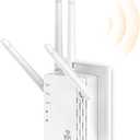 AOOEPU 1200Mbps Dual  Band WiFi Extender Signal Booster, WiFi Extender with 4 Antennas, WiFi Booster Covers Up to 12880 Sq.ft & 105 Devices, WiFi Repeater with Wall  Plug Signal Booster for Home