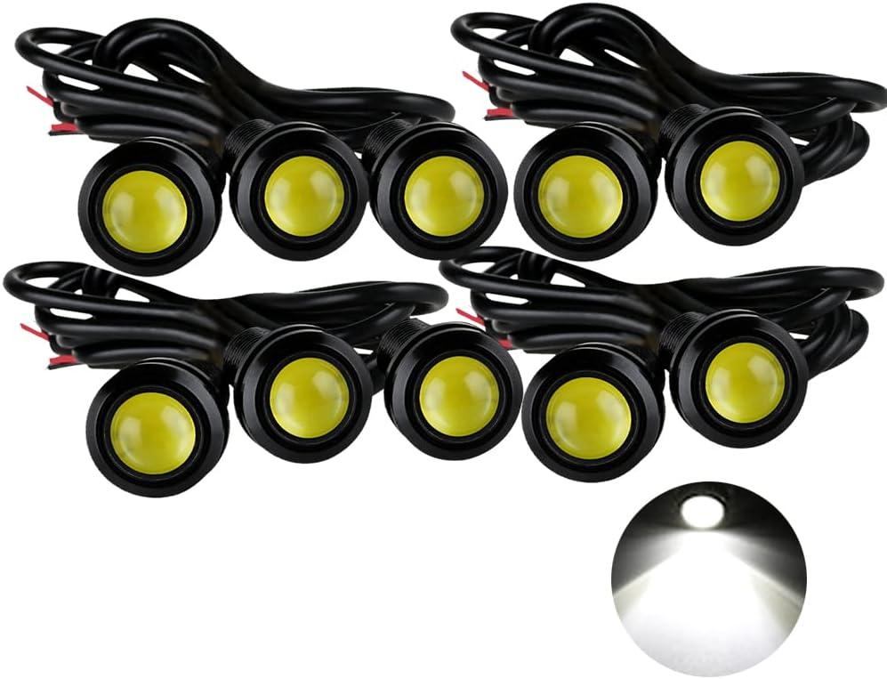 Eagle Eye LED Lights, DIY Ultra Thin 18mm Indicator Marker Light Daytime Running Lights DRL Tail Lights Fog Light Backup Light for Car Motor Motorcycle Truck Boat (BK Shell-White,10PCS)