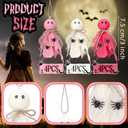 Syhood 12 Pcs Halloween Hanging Ornaments Pink Ghost Ornaments for Halloween Tree Decorations Fabric Pink and White Ghosts Decorations for Christmas Tree Home Mantel Banner Craft Party Supplies