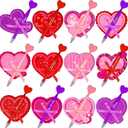 Thenshop 48 Pcs Valentine's Day Sticky Notes with Pens Set Galentines Gifts Bulk 24 Heart Ballpoint Pens 864 Sheets Heart Sticky Notes and 3 Rolls Ribbon for Valentines Exchange Gifts Party Favors