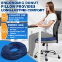 Donut Cushion Memory Foam Hemorrhoids Cushion for Postpartum & Coccyx & Tailbone Pain Pressure Relief for Office Chair, Wheelchair, Office, Car Seat (Blue)