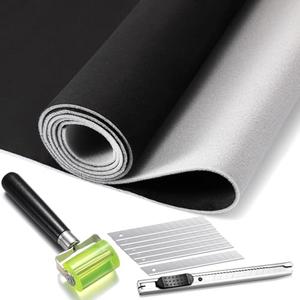 Pangda Suede Headliner Fabric 120 x 60'' with 1/9" Foam Backing Car Roof Headliner Fabric Suede Material Rubber Seam Roller Utility Knife for DIY Automotive RV Boat Ceiling Interior Repair(Black)