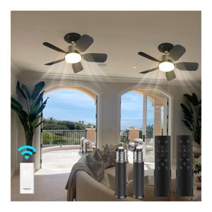 Aupuslite 2 Pack 20" Socket Fan Light with Remote, 30W 2000 Lumens, 3 Colors 3000-6000K Screw in Ceiling Fan in Light Socket 6 Speed Wind Small Ceiling Fan for Bedroom, Living Room, Kitchen, Garage