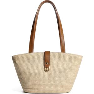 CHUNLI Straw Tote Bag for Women, Woven Raffia Straw Purse, Boho Beach Bag with PU Handle, Summer Vacation Resort Shoulder Bag