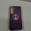 LeYi for Galaxy S25-FE Case: [   ] 2 Pack Tempered Glass Screen Protector and 360 Rotatable Ring Holder Magnetic Kickstand, Plating Rose Gold Edge for S25FE S 25 FE, Deep Purple