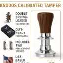 54mm Espresso Tamper For Breville Machines Calibrated Tamper Tool Espresso Walnut, Auto-Leveling and 30lb Spring Loaded Design Coffee Tamper With Stainless Steel 53.35mm Ripple Base