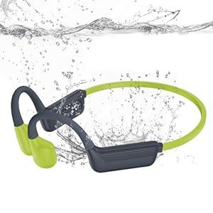 Swimming Headphones-Bone Conduction Headphones, IP68 Waterproof Open Earphones, LiteSurge Bluetooth 5.4 Underwater Sport Earbuds with 32 GB MP3 Memory for Swimming, Marathon-Turquoise